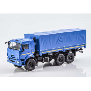 Модель вантажівки КАМАЗ-43118 бортова з тентом (синій) важка всюдихідна | SSM